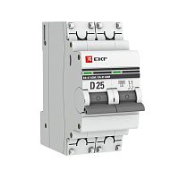 Автоматический выключатель 2P 25А (D) 6кА ВА 47-63M без теплового расцепителя PROxima | код  mcb4763m-6-2-25D-pro | EKF
